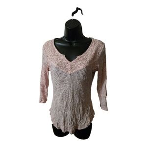 Almost Famous Blush V-Neck Lace Blouse